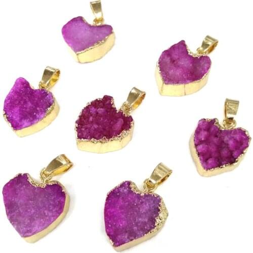 New 1PC Natural Stone Heart-shaped Agates Pendant Necklace Charms Pendant for Jewelry Making DIY Necklace Size 15x23mm