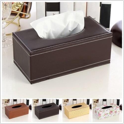 PU Tissue Desktop Napkin Storage Box Rectangle Paper Towel Holder Container Kitchen Tissue Tray For Home Office