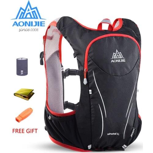 AONIJIE (Gift 500ml Bottle)E906 Hydration Pack Backpack Rucksack Bag Vest Harness Water Bladder Hiking Running Race Sport Set 5L