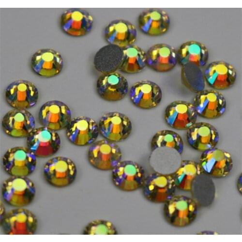 Swarovsky Crystal AB Color Super Shiny Nail Art Rhinestones 1.3mm Flat Back Non Hotfix Strass Stone 3D Nail Decoration DIY Gem