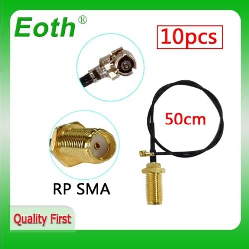50cm Extension 10p Cord UFL to RP-SMA female Connector Antenna WiFi Pigtail Cable IPX customizable connector and length