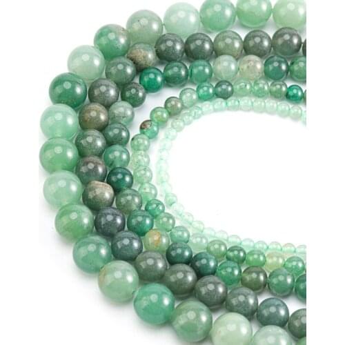 Xinyao Natural Green Aventurine Round Stone Beads For Jewelry Making DIY Bracelet Necklace 4/ 6/8/10 /12 mm Strand 15