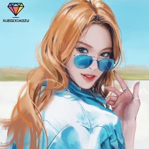 XUEQIXIAOZU Full Round Diamond drawing Girl portrait Mosaic painting 5D DIY Diamond embroidery Home decoration gifts New