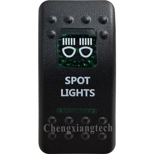 Green Printed Switch Cap - SPOT LIGHTS - for 12V 20A 5Pin On Off SPST Car Boat Rocker Switch Replacing, COVER Only