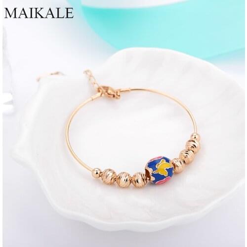 MAIKALE Enamel Beads Bracelets for Women Gold Chain Adjustable Bracelet & Bangle Wedding Party Jewelry Accessories Girls Gifts
