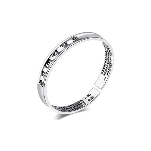 Hot sale promotion 2016 new Buddhist heart sutra 925 sterling silver unisex bangles jewelry wholesale gift