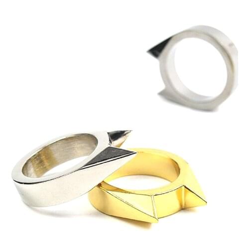 1piece Style Self-Defense Rings Portable Finger Weapons Survival Outdoor Emergency Defense Ring Tool Gold Black Color