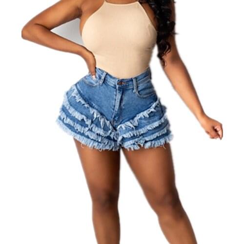 2021 Womens Casual Frayed Denim knickers Frayed Hem Ripped Jeans Hot Shorts Womenswear Scanties High Waist Abrasion pants