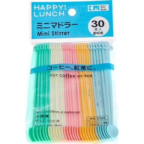 30Pcs/set Creative Long-handled Spoon Disposable Ice Cream Spoon Stirring Coffee Spoon Flower Shape Dessert Candy Tea Spoon