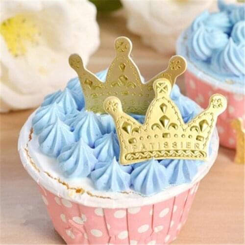 50pcs Crown Cake Topper Happy Birthday Cake Topper for Baby Shower Party Decoration Baking Supplies Cakecup Topper Love Gifts