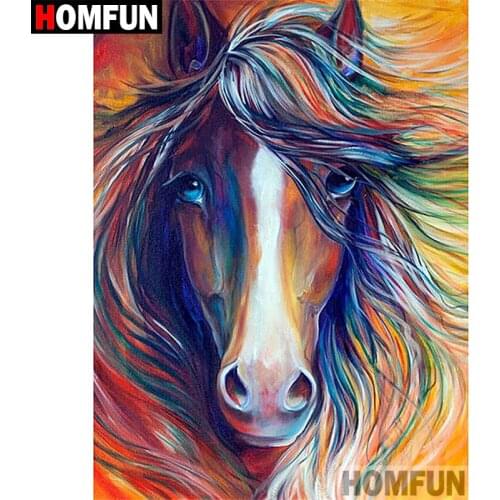 HOMFUN 5D DIY Diamond Painting Full Square/Round Drill "Color horse" 3D Embroidery Cross Stitch gift Home Decor A03813