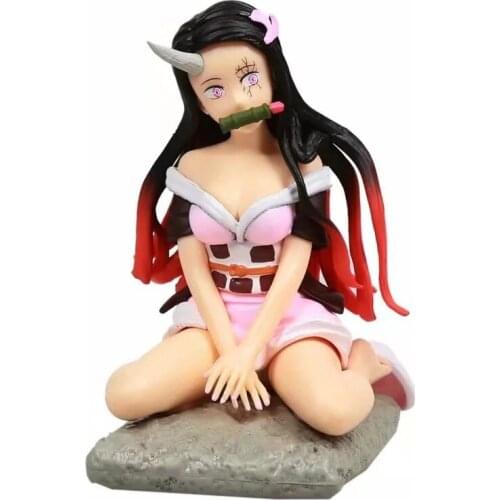 Anime Demon Slayer Blade Sitting Posture Happy Nezuko Q Version Doll Model Boxed Figure anime figure girl