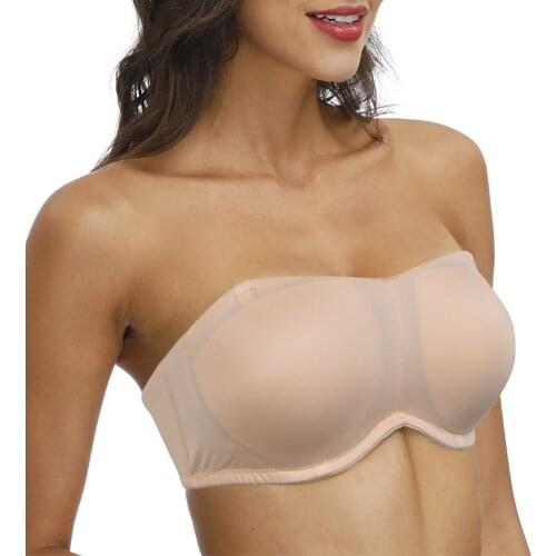 Vgplay Full Cup Women Bra Plus Size Padded Push Up Lingerie Plunge Strapless Underwear Transparent Straps Brassiere