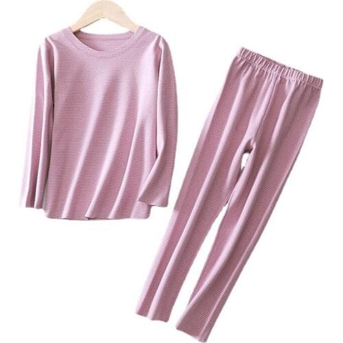 Children Base Shirt Autumn and Winter New Style BOYS Warm Coat Girls in Round neck Ultra-stretch Double-sided sanding warm suit