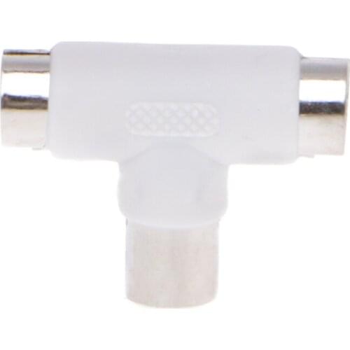2 Way TV T Splitter Aerial Coaxial Cable Male to 2x Female Connectors Adapter