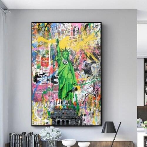 Graffiti Poster Statue of Liberty Canvas Wall Art Street Prints Modern Abstract Paintings for Bedroom Frameless Home Decor