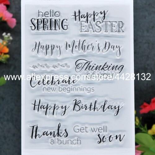 Words Happy Birthday Easter Mothers Day Get well soon Scrapbook photo cards rubber stamp clear stamp transparent stamp 9081623