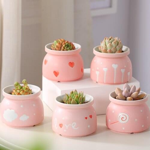 Potted Ceramic Flower Pot for Potted Flowers Flower Hanging Decoration Desktop Metal Garden Decors Valentines Day Gift