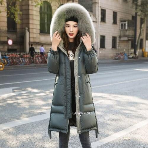 Real Natural Fur 2020 New Winter Jacket Women Loose Duck Down Jacket Female Long Down Parka Thick Hooded Coat Plus Size Overcoat