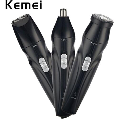 Kemei 3 In 1 Men Shaver Nose Hair Trimmer Beard Razor Mustache Grooming Shaving Machine Rechargeable Men Shaving Tools