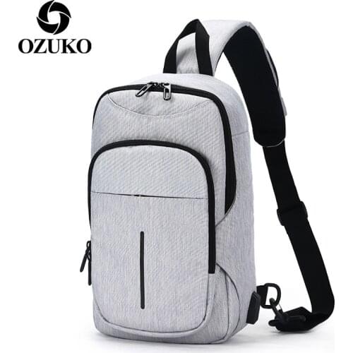 Ozuko New Oxford Cloth Men Solid Chest Bag Unisex Usb Business Male Messenger Bag Teenager Single Shoulder Casual Bags