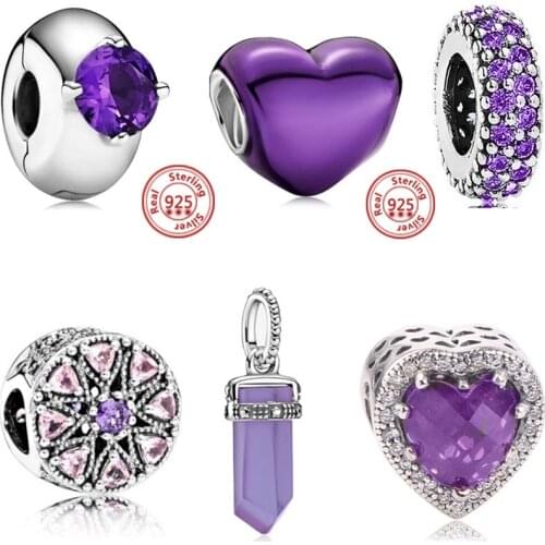 New 925 Sterling Silver Purple Sister Mum Nan Dangle Butterfly Love Beads Fit Original Pandora Bracelet Charms Jewelry Genuine