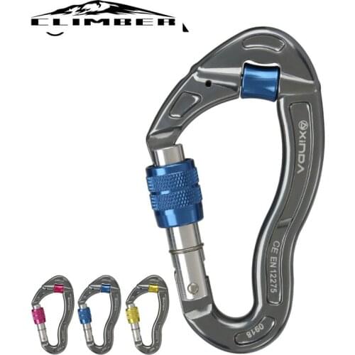 【New store 】 Professional Outdoor Rock Climbing 25KN Tension Safety Lock Supervivencia Screw Locking Carabiner Rock Survival Kit