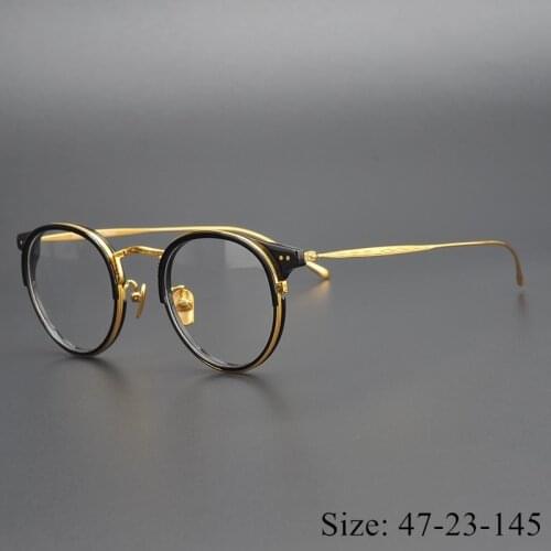 Limited edition Vintage eyeglass frame pure titanium Ultralight 542 classical round eyewear women men unisex original free ship