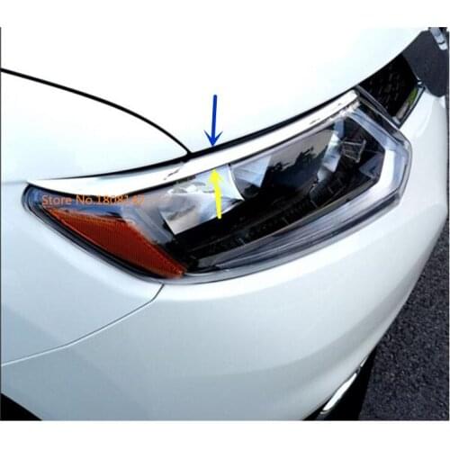 For Nissan X-trail xtrail T32/Rogue 2014 2015 2016 car ABS Chrome Head Front light eyebrow head lamp hoods Guard Frame trim 2pcs
