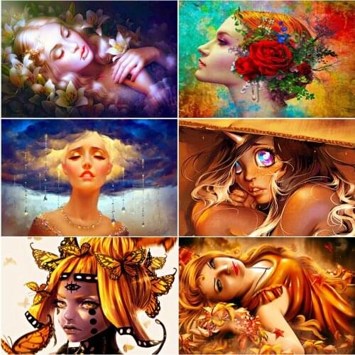 Full square cuadros 5d diamond painting kit set Woman rose flower butterfly complet embroidery Cross stitch dirll drawing mosaic