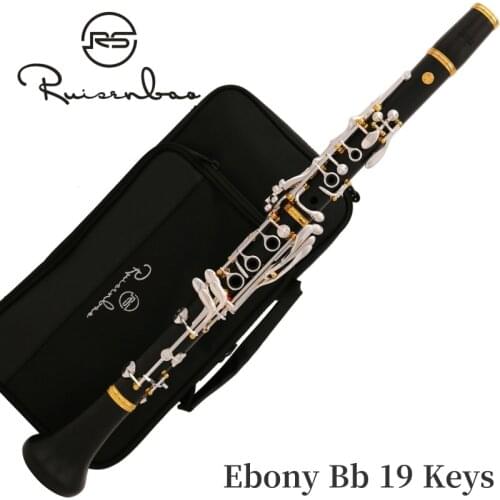 Professional Grenadilla Ebony Wooden Bb Soprano19 Key Clarinet silver plated keys Italian pads With Case