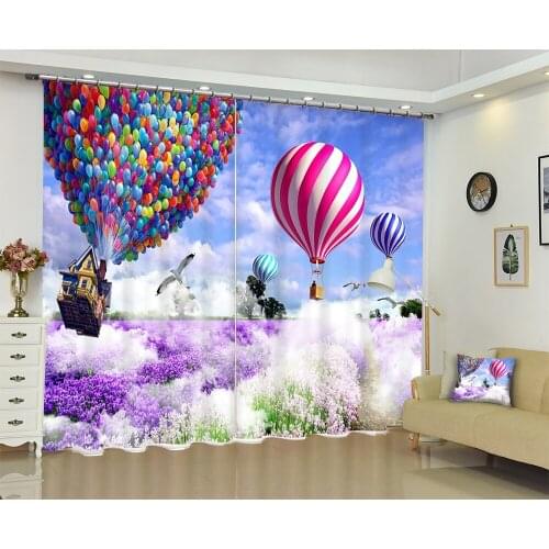 Luxury Blackout 3D Window Curtains For Living Room girl Bedroom Drapes Cortina Rideaux Customized size Purple balloon pillowcase