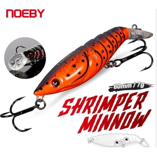 NOEBY Shrimp Minnow Fishing Lures 60mm 7g Floating Wobbler Jerkbaits Fishing Tackle Artificial Hard Bait for Carp Fishing Lure