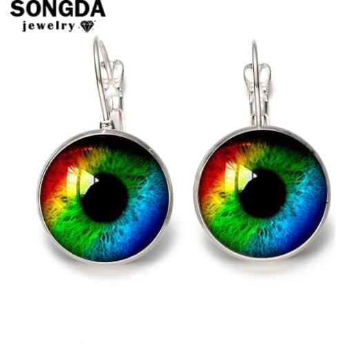 SONGDA Dragon Eye Earrings Fashion Jewelry Bright Color Class Cabochon Sauron Eyes Animal Eyes Earrings Pop Punk for Women Men