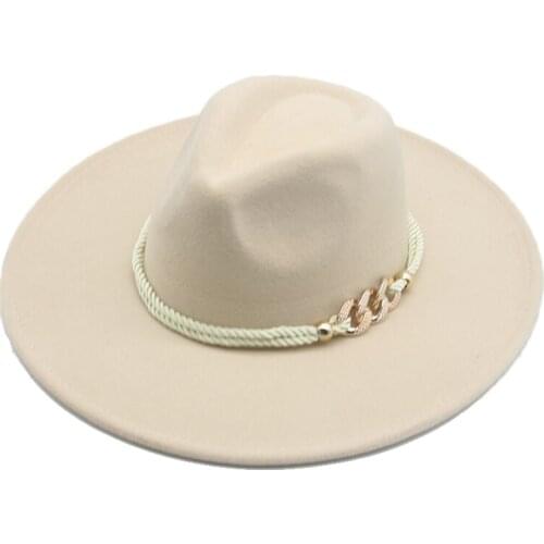 Big brim winter hats 9.5cm solid color white khaki winter autumn men women hats wide brim formal fedora felted hats women hats