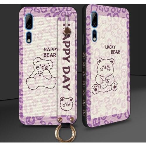 Side Print Bear Silicone Case For ZTE Axon 10 Pro A2020 Wrist Strap Back Cover For Nubia Play Red Magic 6 Pro 5G