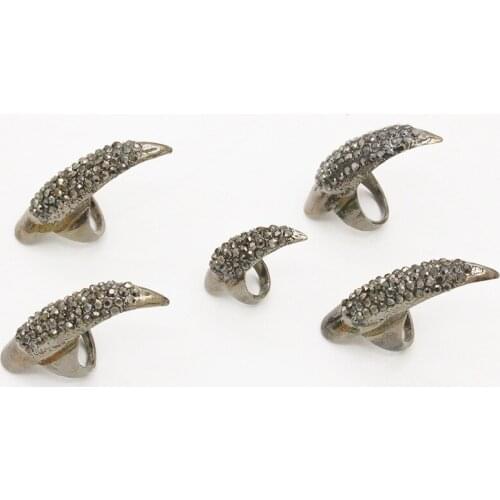 Five Fingers Kinds Full Shiny Crystal Eagle Claw Shape Gun Black Golden Vintage Rings For Women Men