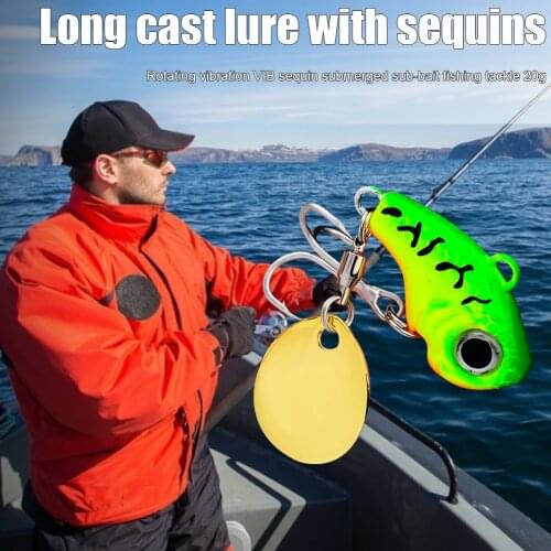 Rotating Metal VIB Vibration Bait Spinner Spoon Fishing Lure 20g Hard Trout Winter Fishing Artificial Bait with Treble Hook