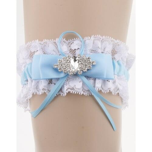 Women Girls Satin Ribbon Crystal Garter Applique Garter Belt Party Fancy Dress Bridal Lingerie Cosplay Leg Garter Belt Suspender