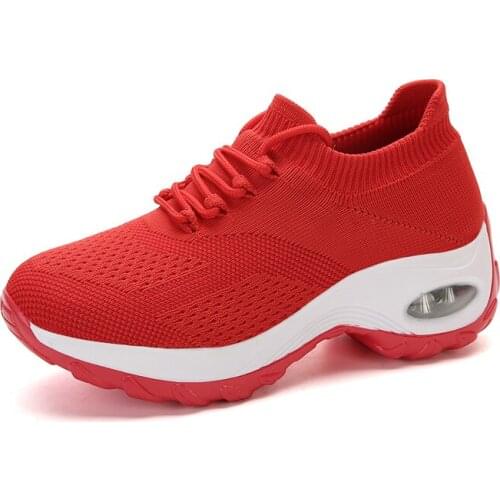 Women Tennis Shoes Breathable Mesh Height-increasing Slip-on Female Sock Footwear Outdoor Women Sneakers Thick Bottom Platforms