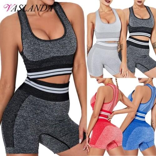 Women Workout Set 2 Piece Yoga Outfits High Waist Yoga Shorts with Padded Sports Bra Summer Active Tracksuits Gym Leggings Suits