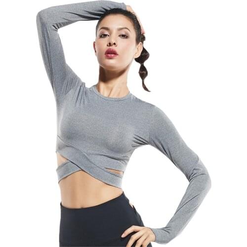 Fanceey Gym Top Women Yoga Top Long Sleeve Seamless Gym Crop Top Women Sport Top Fitness Women T-shirt Thumb Hole Fitness Top