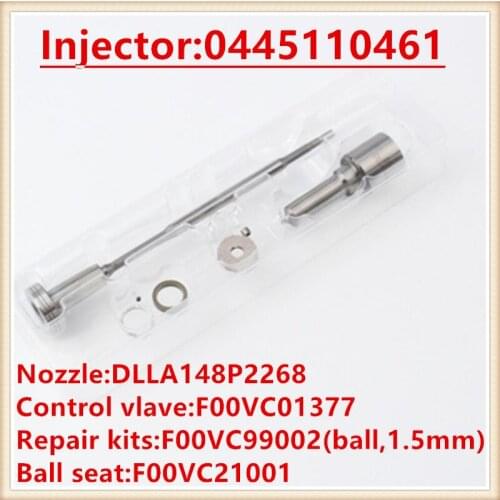 0445110461Diesel Fuel Injector Nozzle DLLA148P2268 Valve F00VC01377 Injector Spare Parts Repair Kit CR 0445110461
