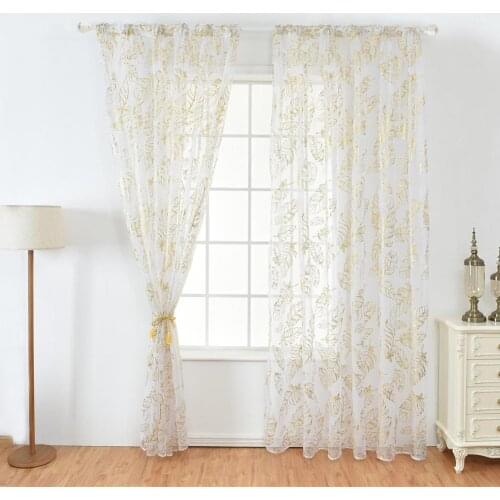 1Pc Feather Drape Living Room Balcony Window Tulle Voile Sheer Curtain Decor Lightweight Feather Golden/Silver Tulle Curtain