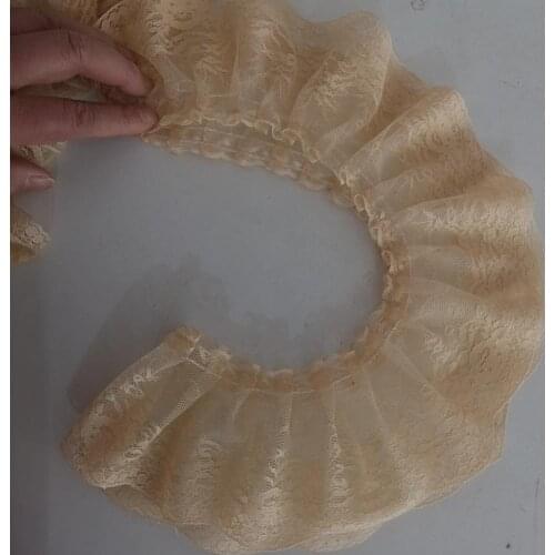 10 Yards Soft Tulle Floral Lace Trim Apricot Sheer Mesh lace trim for Dolls dress DIY Crafts Dress hem Lingerie swimsuit design