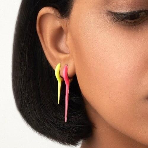 2020 summer beach new jewelry Neon colorful enamel long spike hoop earring gold