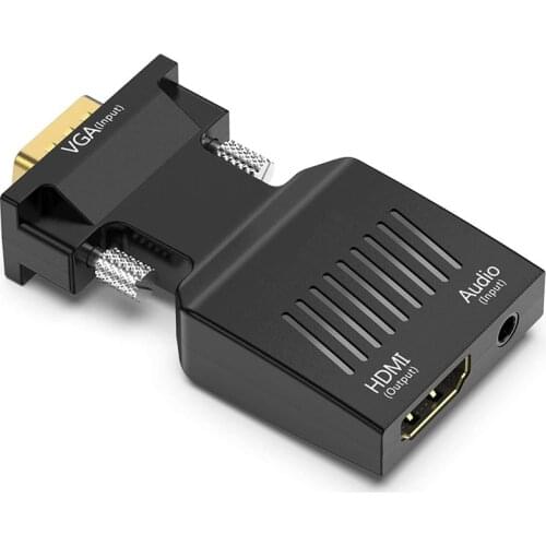 VGA to HDMI Adapter, with Audio/1080p Video Output,VGA to HDMI (Male to Female) Converter Dongle adaptador for Monitor Computer