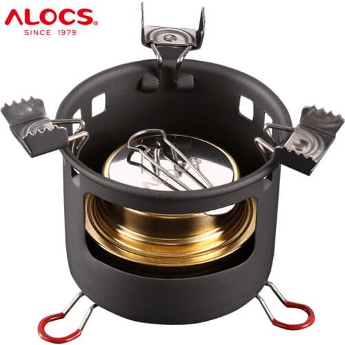 Alocs Outdoor Portable Compact Mini Spirit Burner Camping Alcohol Stove Cooktop w/ Flame Regulator For Backpacking Picnic Hiking