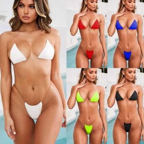 Dropshipping Bikinis Sport Bandeau 2Pcs Sexy Solid Color Swimwear Bathing Women Push Up Swimsuit High Waist Suit Beach Wear