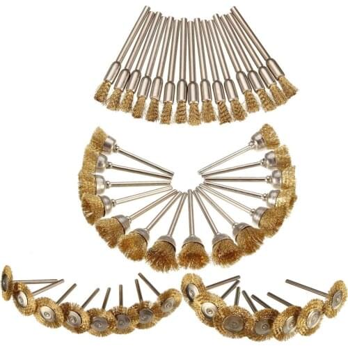 BMBY-45pcs Copper Wire Brush Wheel Sanding Accessories For Rotary Grinder Tools